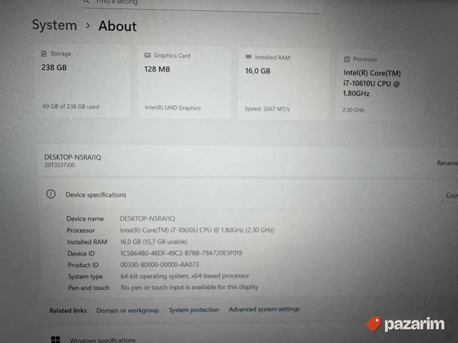 Lenovo thinkpad X13/13.3 IPS/INTEL I7-10610U/16GB/SSD 256GB 2