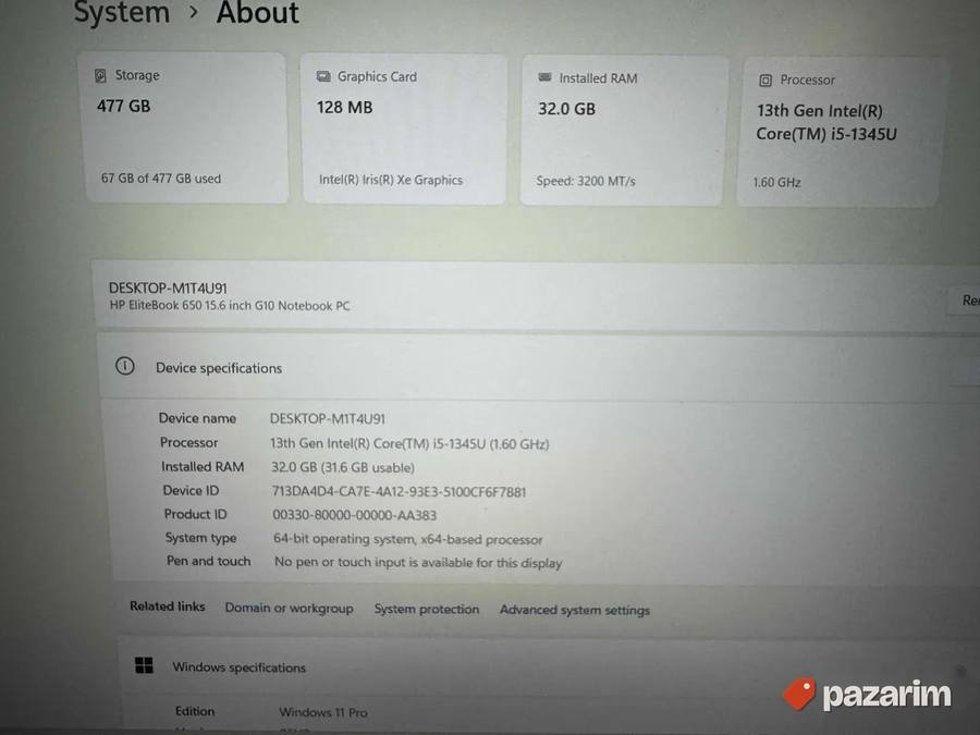 HP Elitebook 650 G10/15.6 IPS/INTEL CORE I5-1335U/32GB/512 2