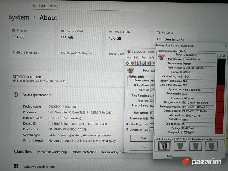 HP Elitebook 650 G9/15.6 IPS/INTEL CORE I7-1255U/16GB/1TB 2