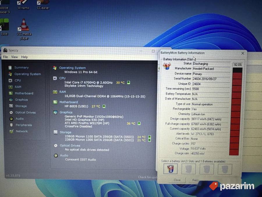HP ZBOOK G3/15.6 FHD IPS/I7-6700HQ/16/512/ATI FirePro W5170M 2