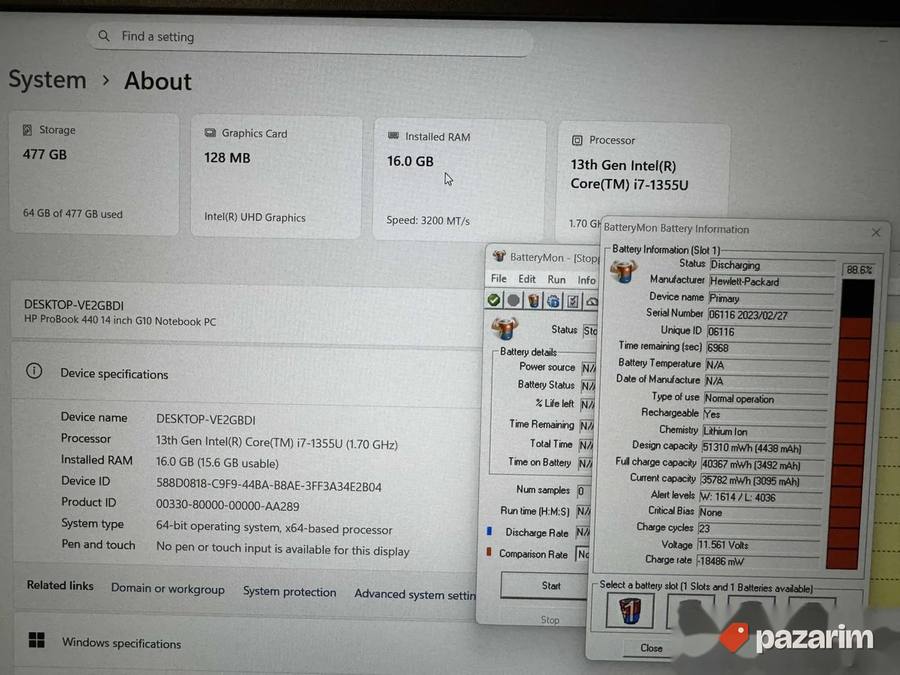 HP Probook 440 G10/14.0 IPS/INTEL I7-1355U/16GB/512GB Nvme 2