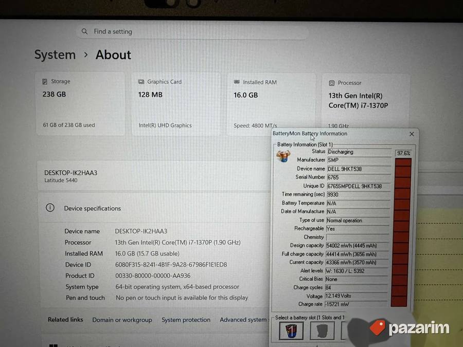 DELL LATITUDE 5440/14.0 IPS/INTEL I7-1370P/16GB/SSD 256GB 2