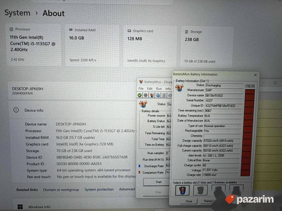 LENOVO THINKPAD T15 GEN2/15.6 FHD IPS/I5-1135G7/16GB/SSD 256 2