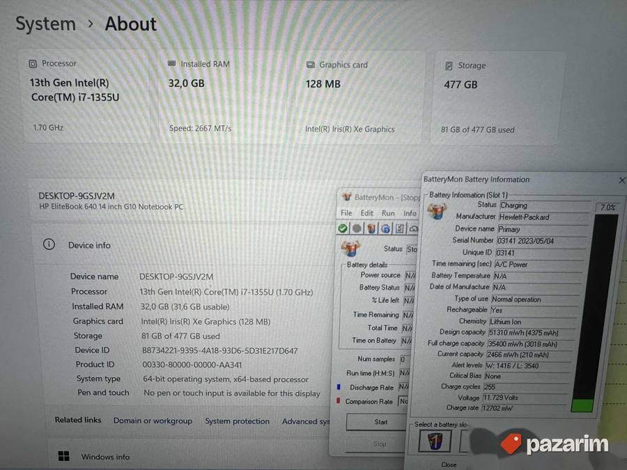 HP Elitebook 640 G10/14.0 IPS/INTEL I7-1355U/32GB/512GB 2