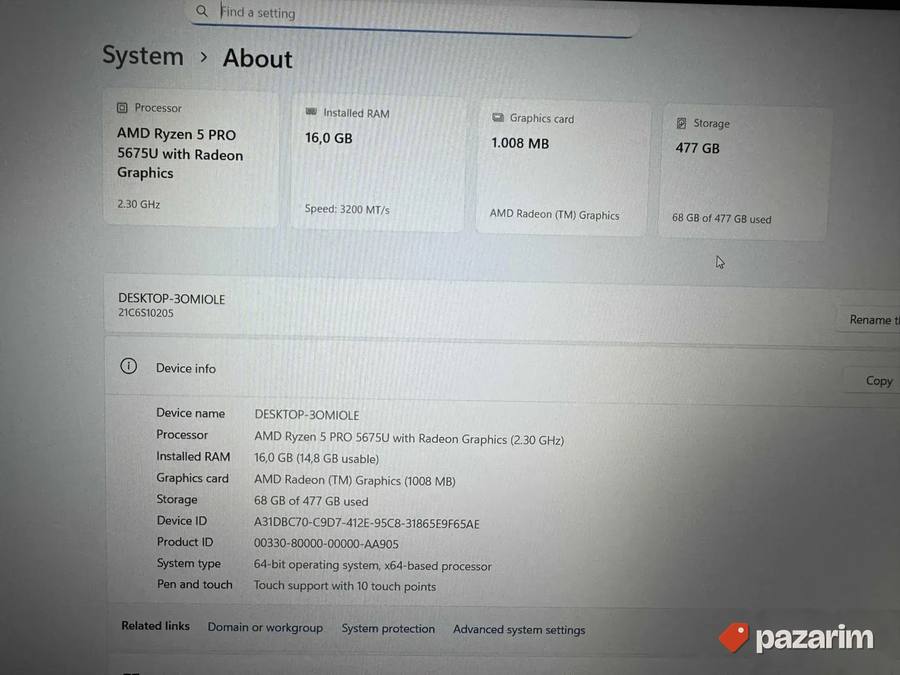 Lenovo Thinkpad L14 G3/14.0 Touch/Ryzen 5 Pro 5675U/16GB/512 2