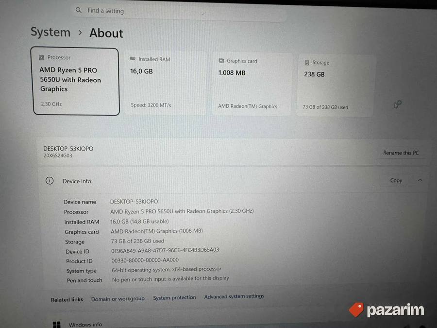Lenovo Thinkpad L14 G2/14.0 IPS/Ryzen 5 Pro 5650U/16GB/256 2