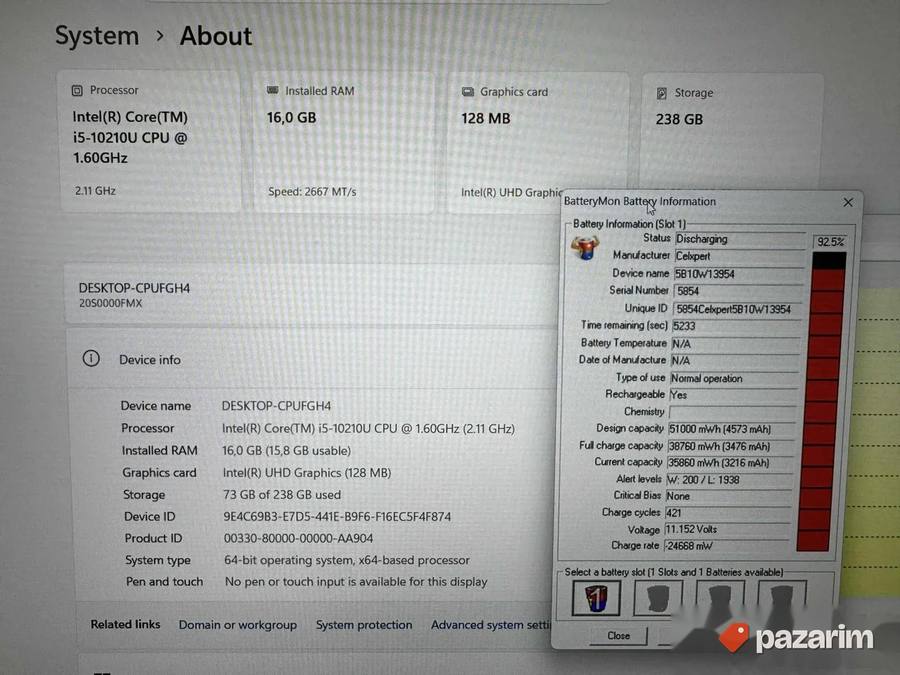 LENOVO THINKPAD T14/14.0 IPS FHD/I5-10210U/16GB/SSD 256GB 2