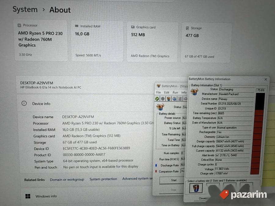 HP Elitebook 6 G1a 14/14.0/RYZEN 5 PRO 230W/16GB DDR5/512GB 2