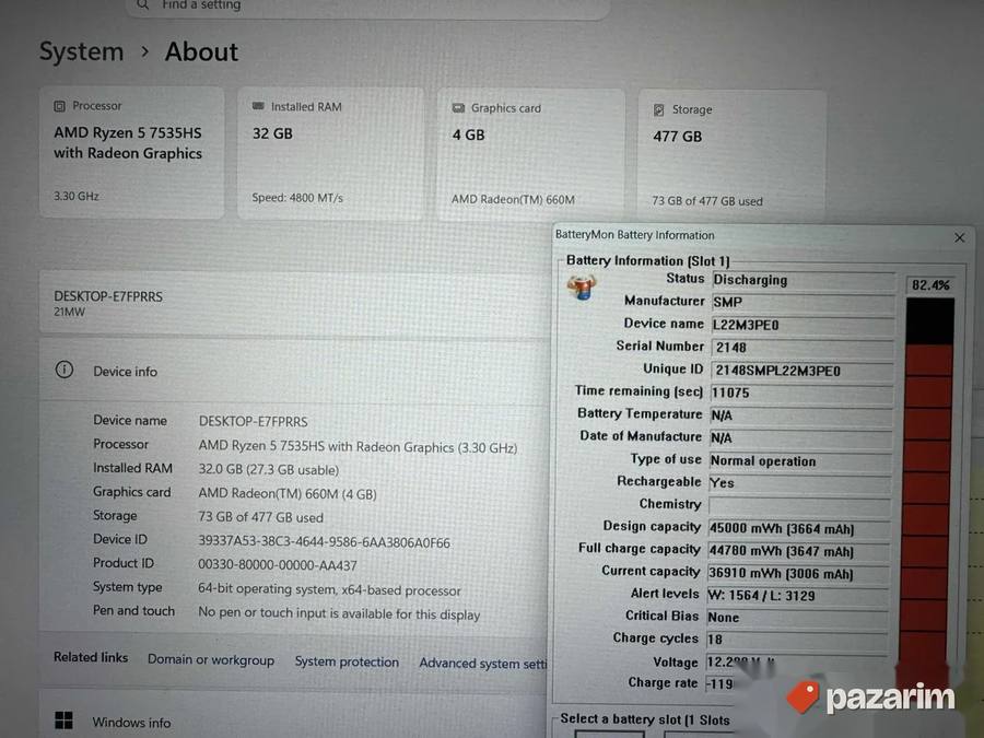 Lenovo Thinkbook 16 G7/16.0 IPS/RYZEN 5-7535HS/32GB DDR5/512 2
