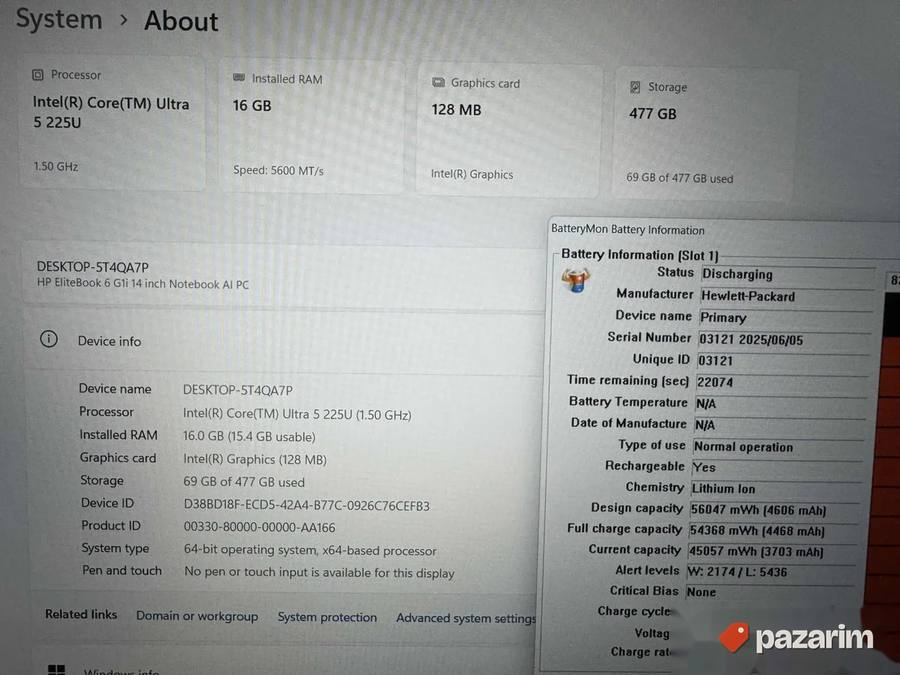 HP Elitebook 6 G1a 14/14.0/ULTRA 5 225U/16GB DDR5/512/4G 2