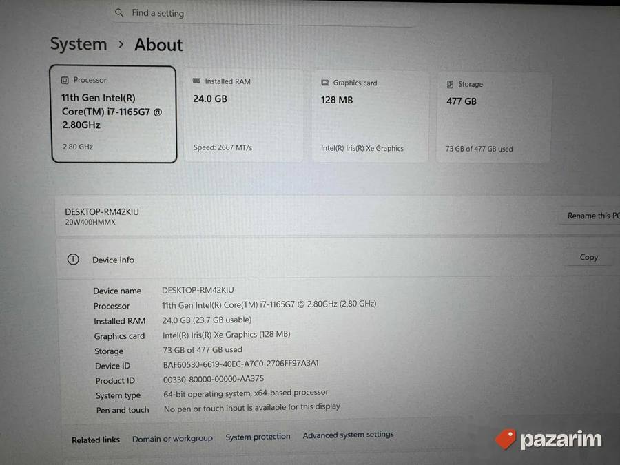 LENOVO THINKPAD T15 GEN2/15.6 FHD IPS/I7-1165G7/24GB/SSD 512 2