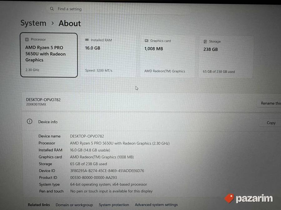 Lenovo Thinkpad T14 G2/14.0 IPS/Ryzen 5 Pro 5650U/16GB/256 2