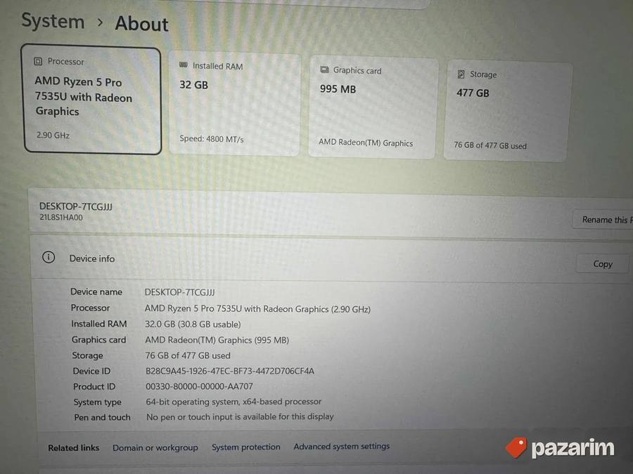 Lenovo thinkpad L16/16.0 IPS/RYZEN 5-7535U/32GB DDR5/512G 2