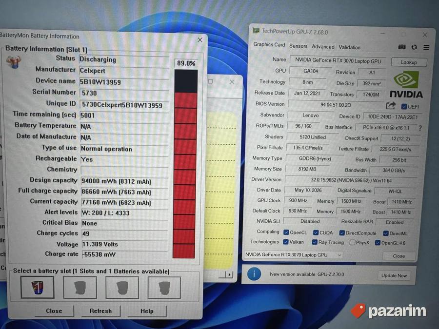 LENOVO Thinkpad T15G/15.6 IPS/I7-11850H/32/1TB/RTX 3070 8GB 3