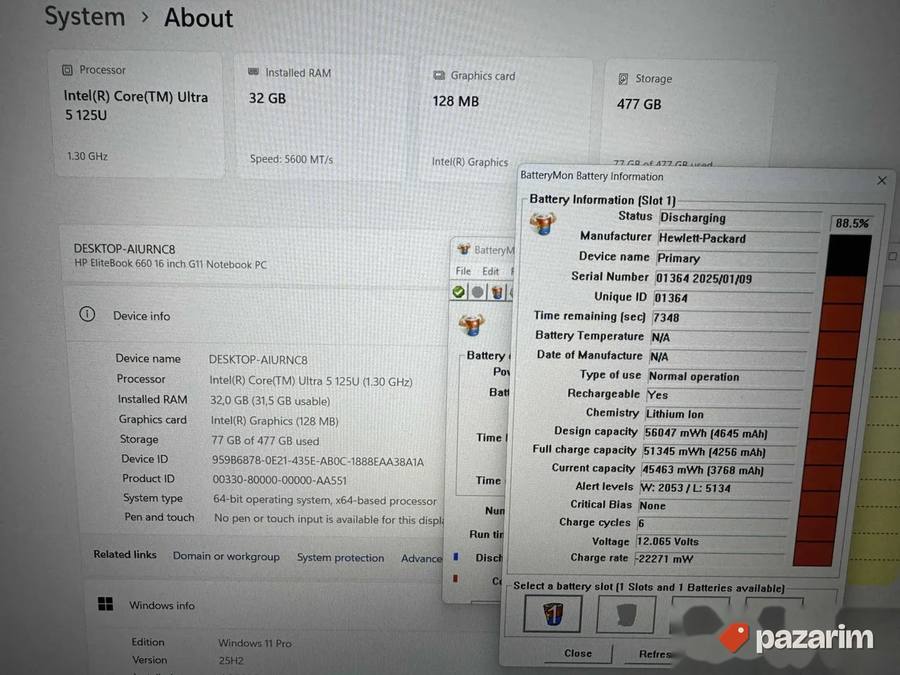 HP Elitebook 660 G11/16.0/ULTRA 5 125U/32GB DDR5/512 2