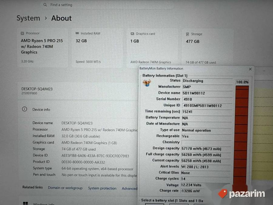 Lenovo Thinkpad L14 GEN6/14.0 IPS/RYZEN 5 PRO 215W/32GB/512G 2