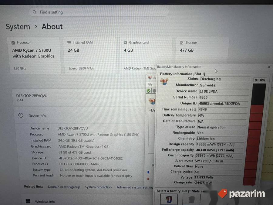 Lenovo Thinkbook 15/15.6 IPS/RYZEN 7-5700U/24GB DDR4/512 2