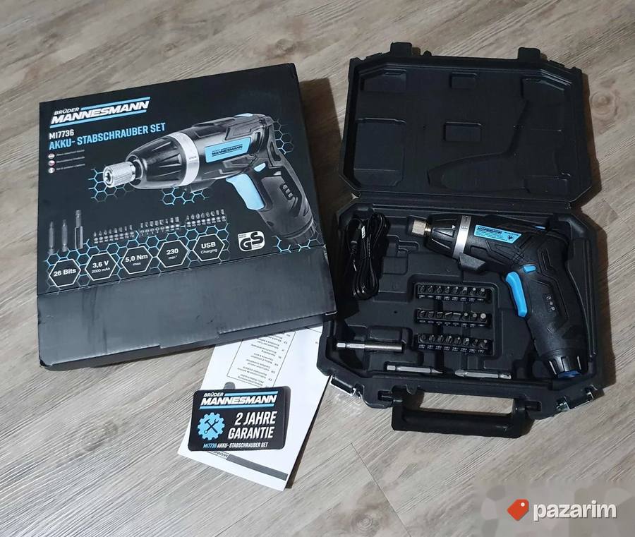 Akumulatorski odvijač Mannesmann, sa bitovima, usb punjač 4