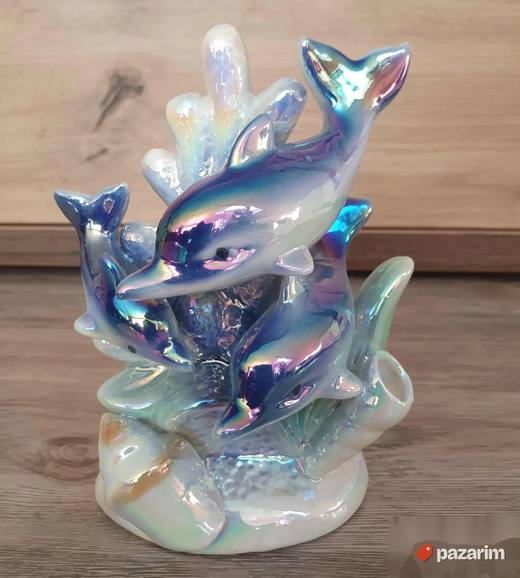 Prelepa porcelanska figura delfina biserni sjaj, 15 cm