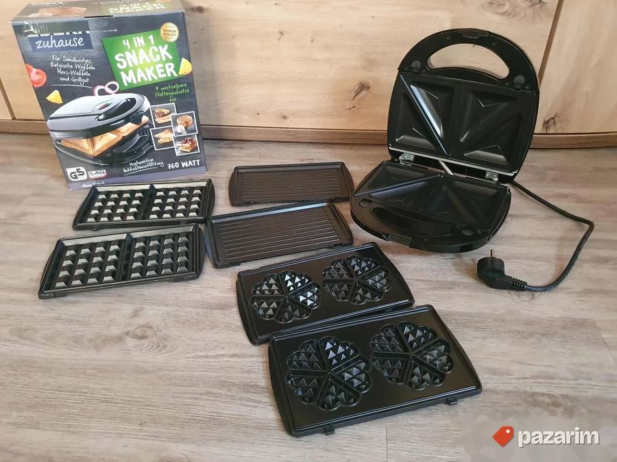 4 u 1 aparat za sendviče, vafle i gril 760W, kao nov 2