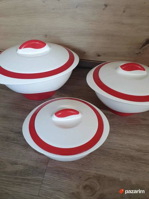 Retro termo set posuđa 3 posude sa poklopcima