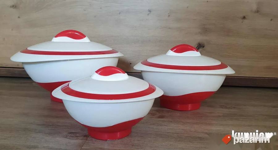 Retro termo set posuđa 3 posude sa poklopcima 7