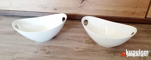 Moderne porcelanske ovalne činije sa ručkama 2 komada