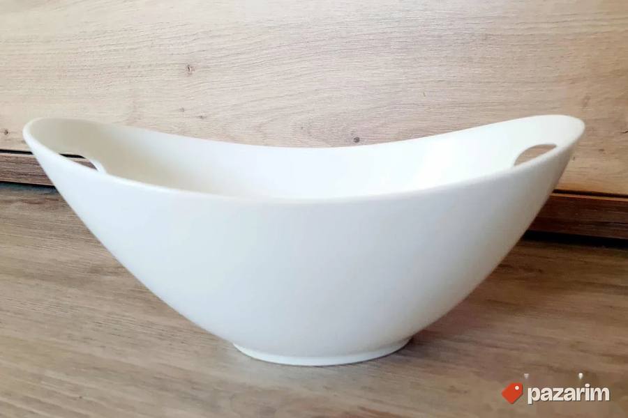 Moderne porcelanske ovalne činije sa ručkama 2 komada 2