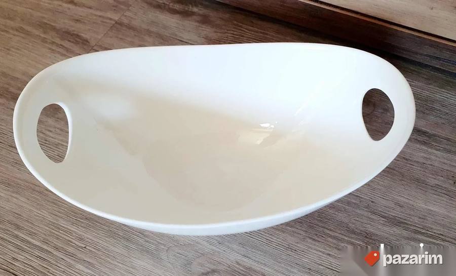 Moderne porcelanske ovalne činije sa ručkama 2 komada 3