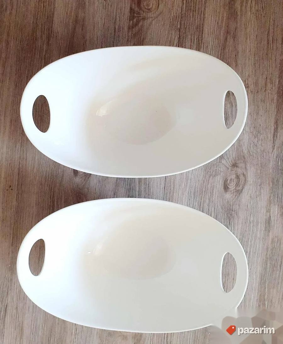 Moderne porcelanske ovalne činije sa ručkama 2 komada 4