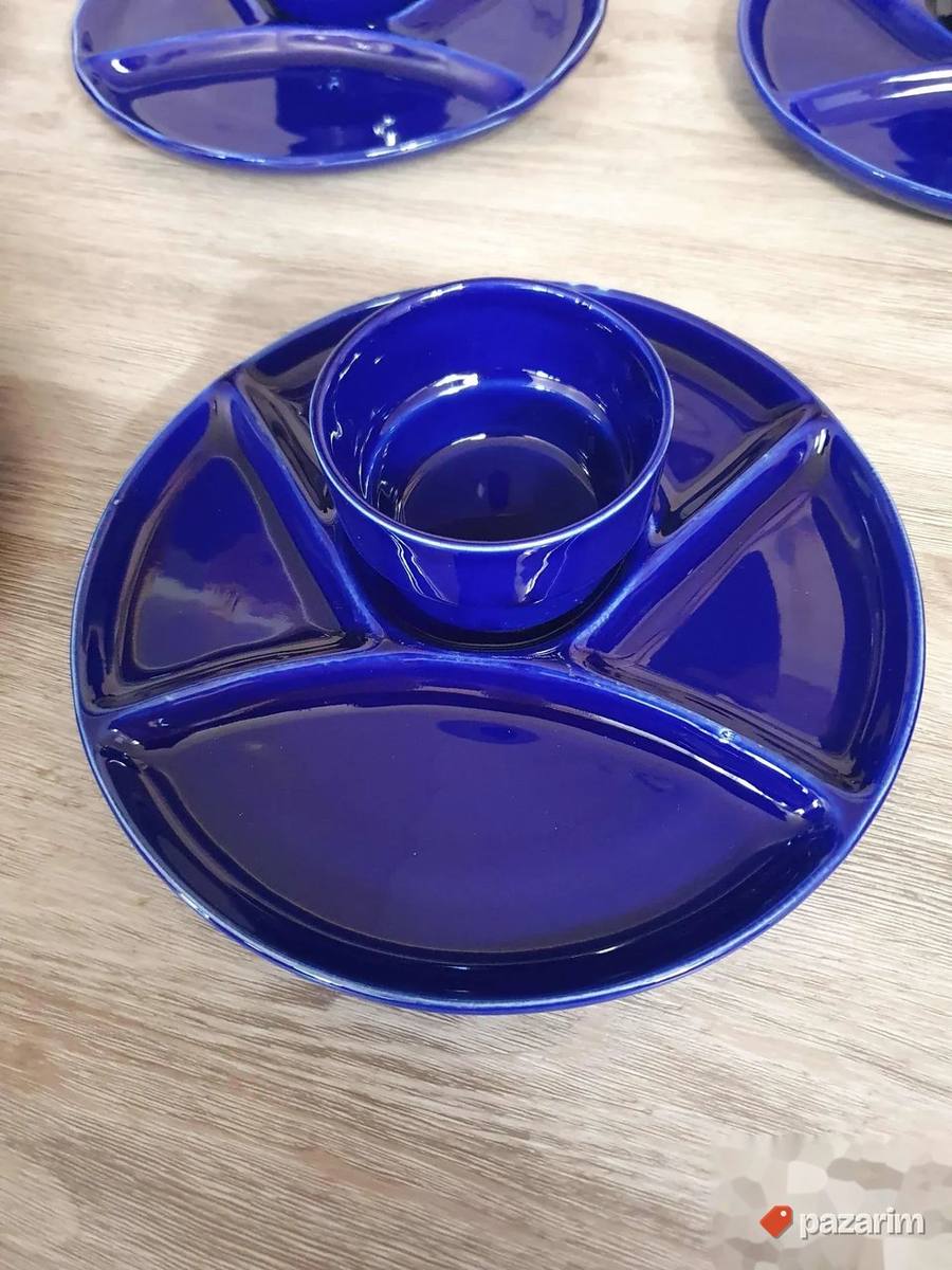 Kobalt plavi tanjiri sa pregradama za serviranje (Set 6+6) 3