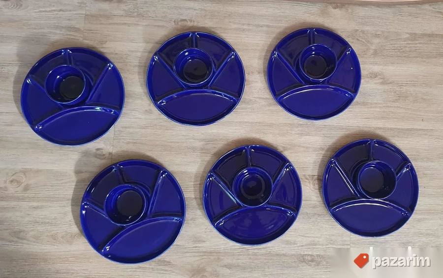 Kobalt plavi tanjiri sa pregradama za serviranje (Set 6+6) 4