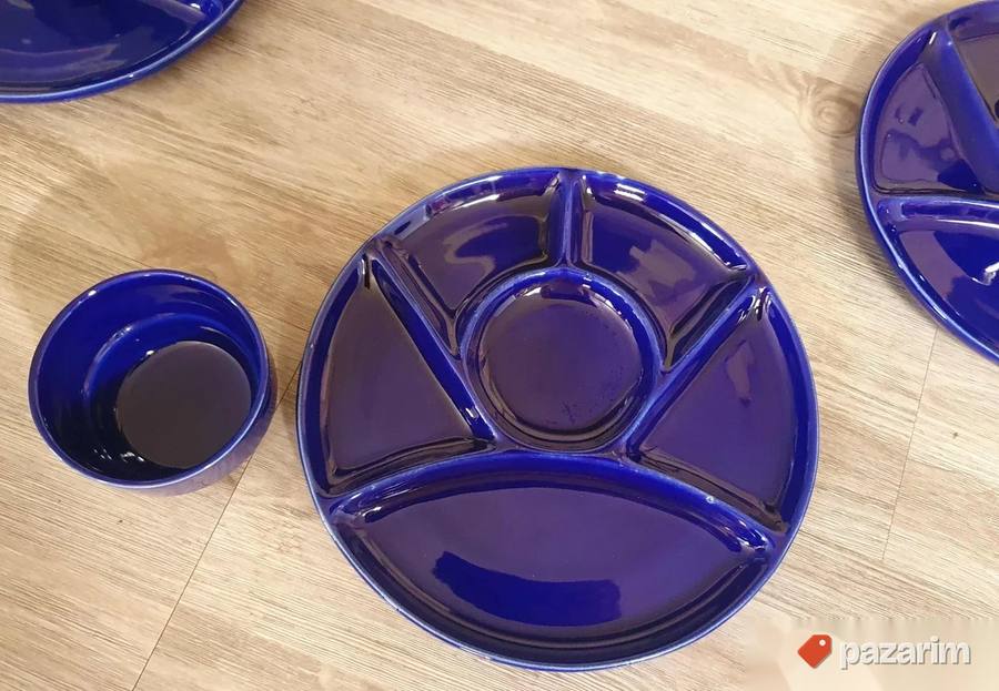 Kobalt plavi tanjiri sa pregradama za serviranje (Set 6+6) 5