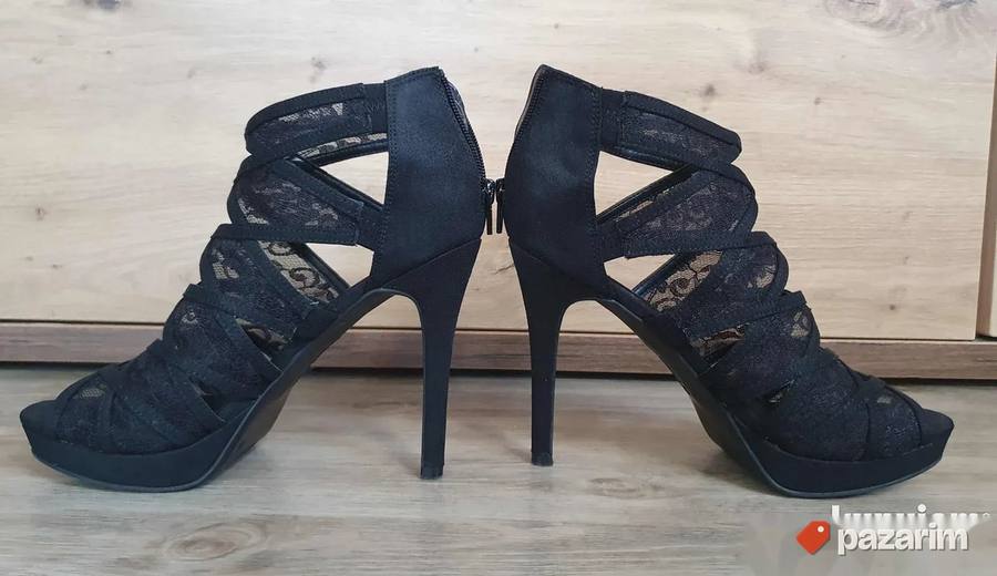 CATWALK crne čipkane sandale na štiklu br. 39 4