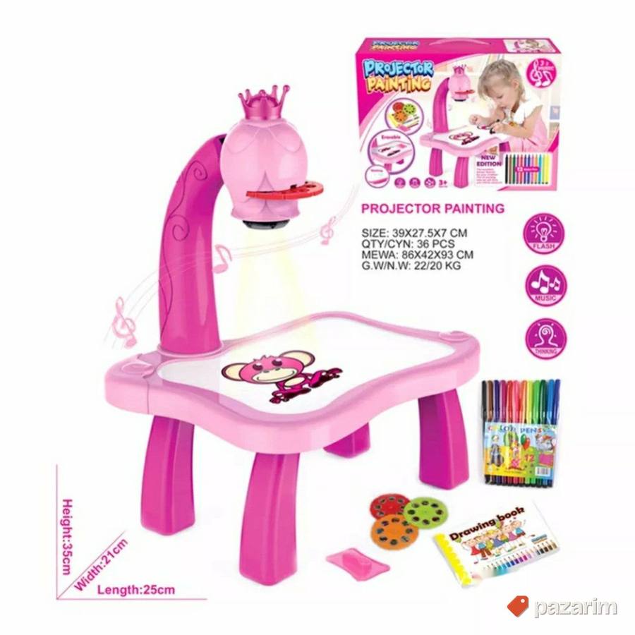 Sto za crtanje + Projektor KRUNA muzicka lampa+24 sablona 5