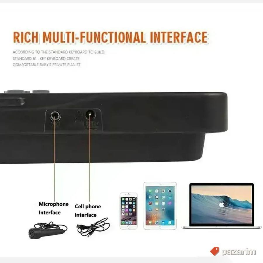 Sintisajzer/61 dirka/ Mikrofon za decu+Gratis baterije 3