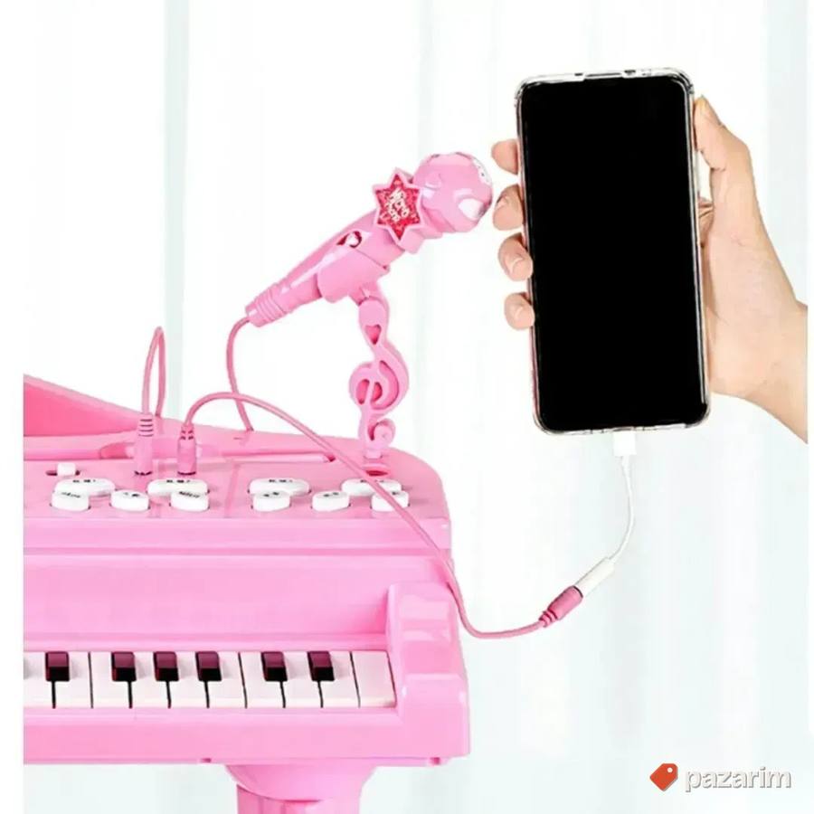 Klavir Piano sa stolicom i mikrofonom za decake i devojcice 5