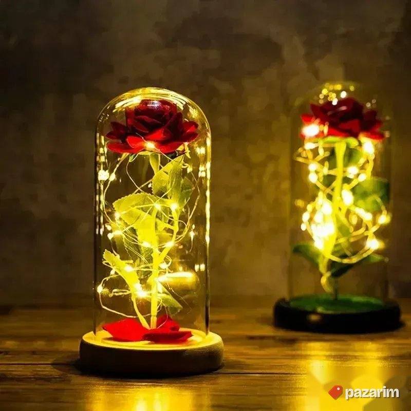 Vecna RUZA u staklu / Led lampice dekoracija/Gratis baterije 7