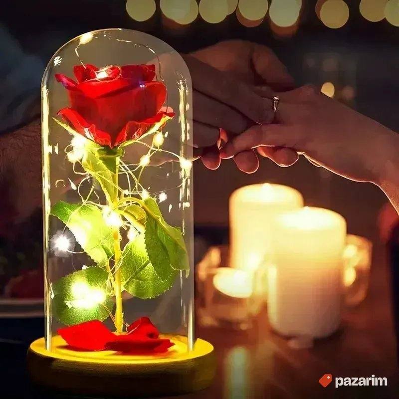 Vecna RUZA u staklu / Led lampice dekoracija/Gratis baterije 8