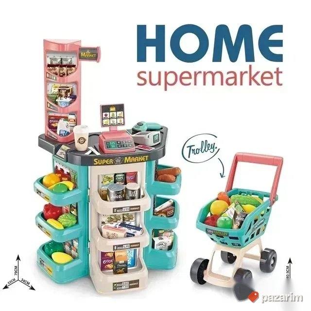 VELIKI SUPERMARKET 47 pcs+ Kolica set za igru 1