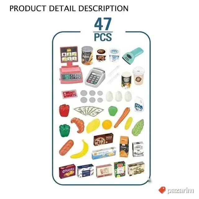 VELIKI SUPERMARKET 47 pcs+ Kolica set za igru 5