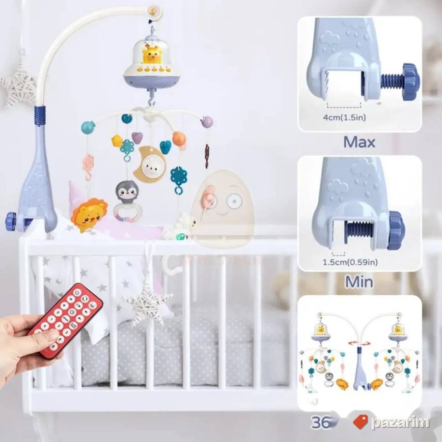 ŽIRAFA Muzicka vrteska za bebe + SVETILJKA+Daljinski 3