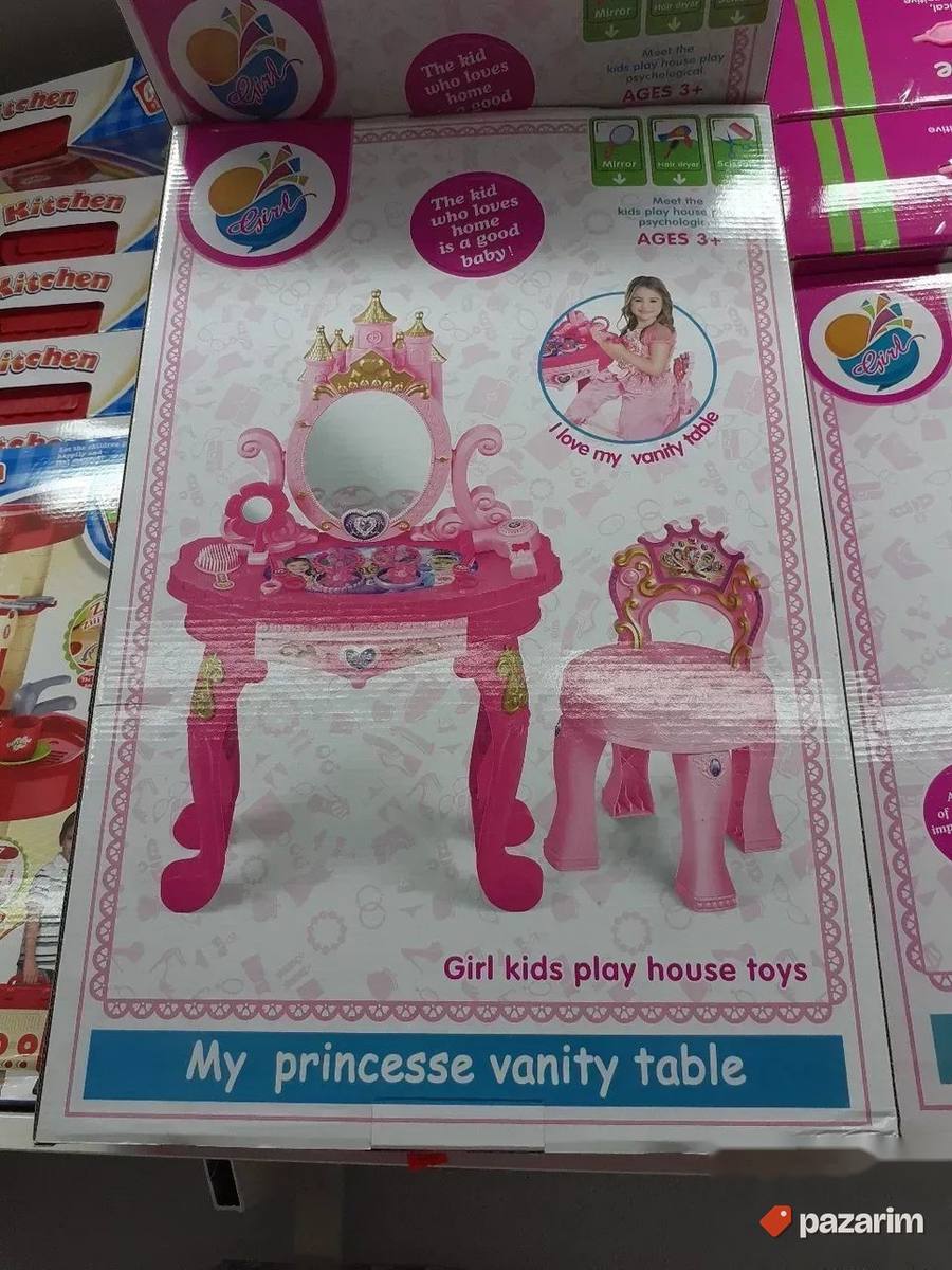 Toaletni sto+Ogledalo ZAMAK +Stolica za princezu devojcicu 4