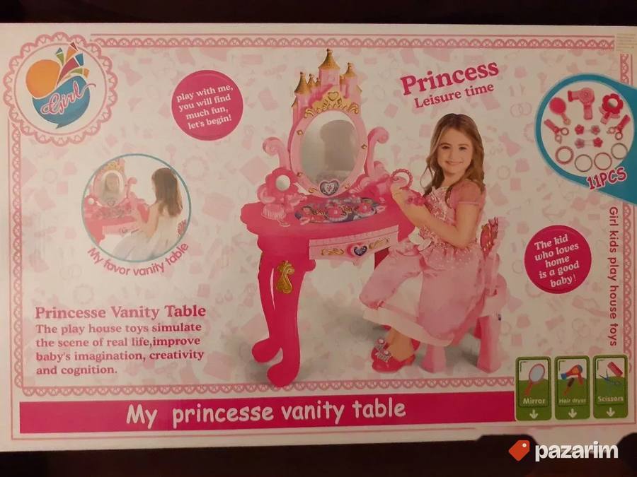 Toaletni sto+Ogledalo ZAMAK +Stolica za princezu devojcicu 7