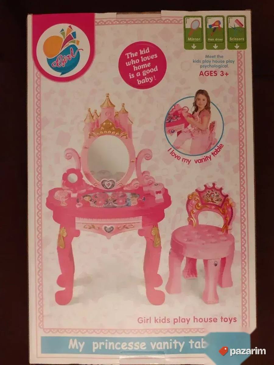 Toaletni sto+Ogledalo ZAMAK +Stolica za princezu devojcicu 8