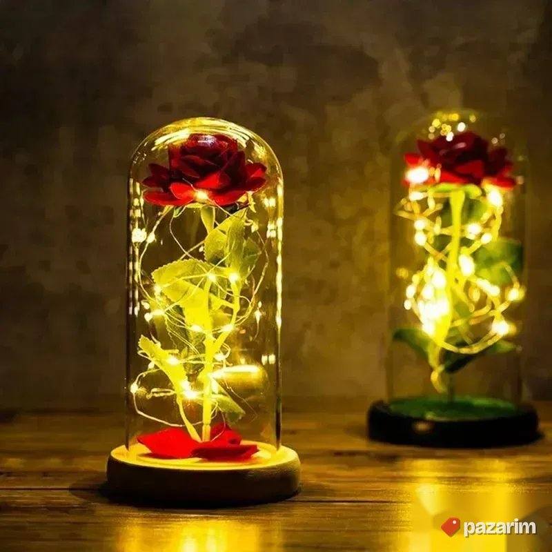 RUZA u staklenom zvonu led diode/Gratis baterije 2