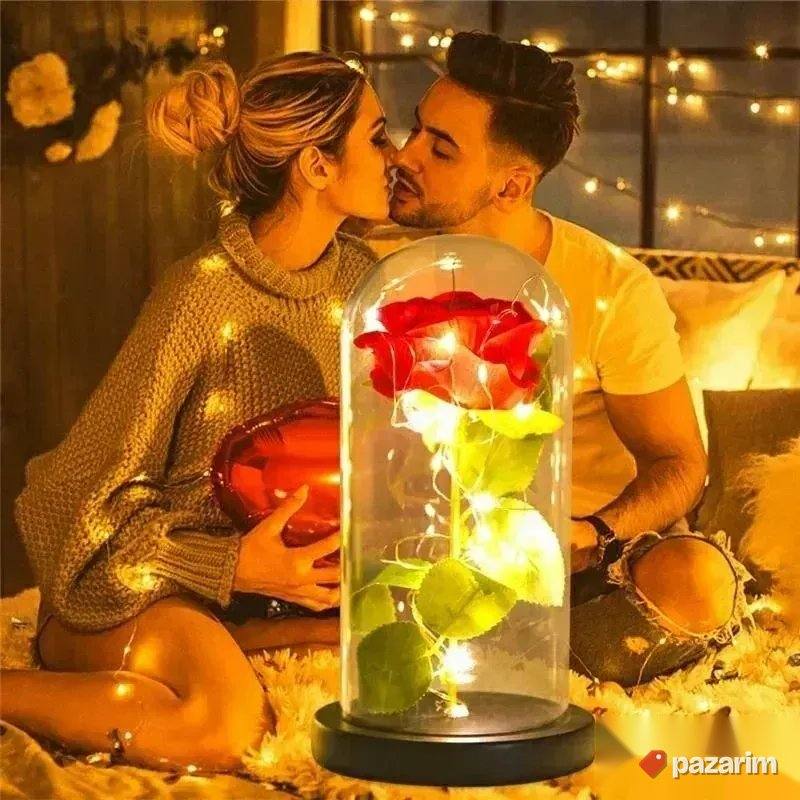 RUZA u staklenom zvonu led diode/Gratis baterije 4