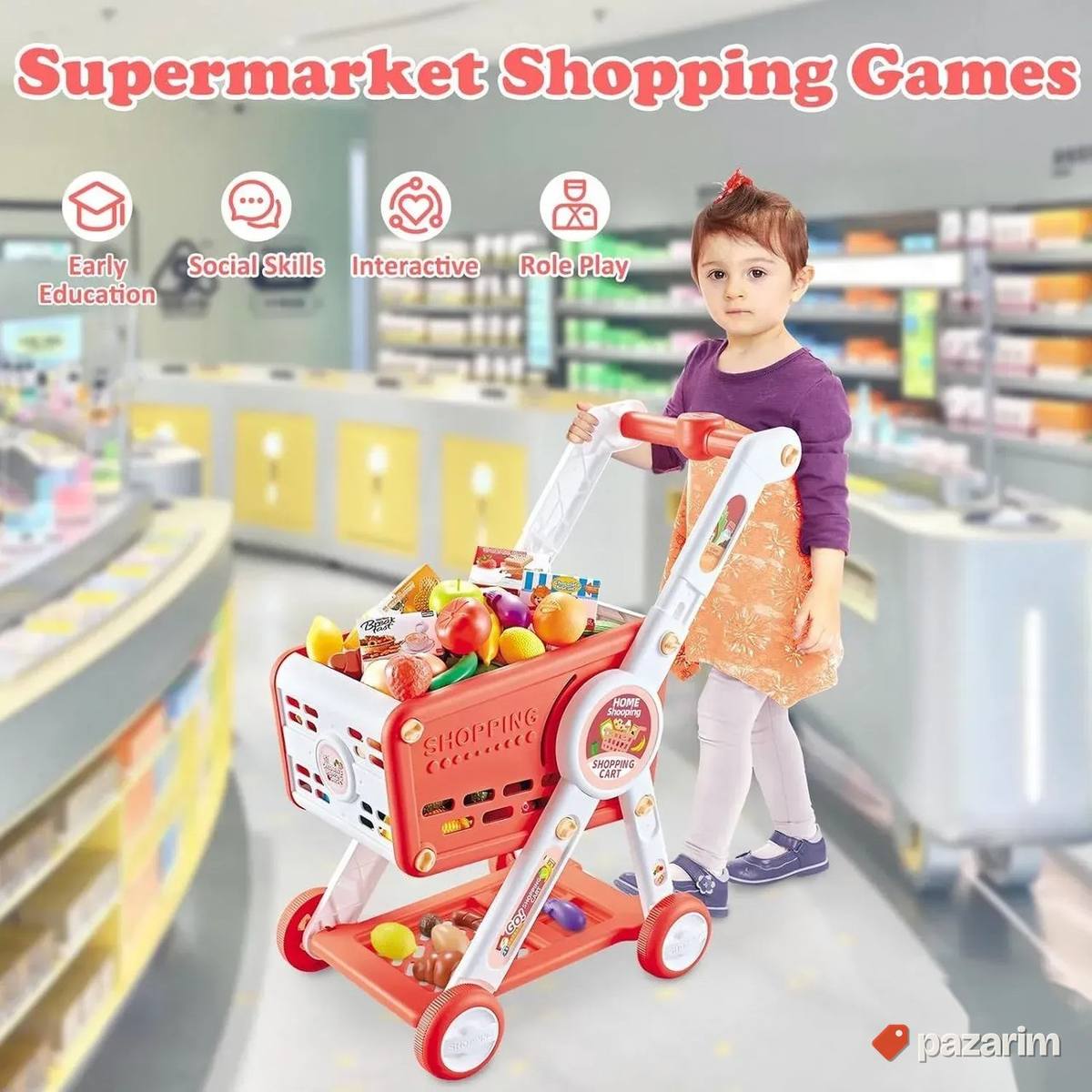 Kolica za supermarket +31 delova za decu igračka 1
