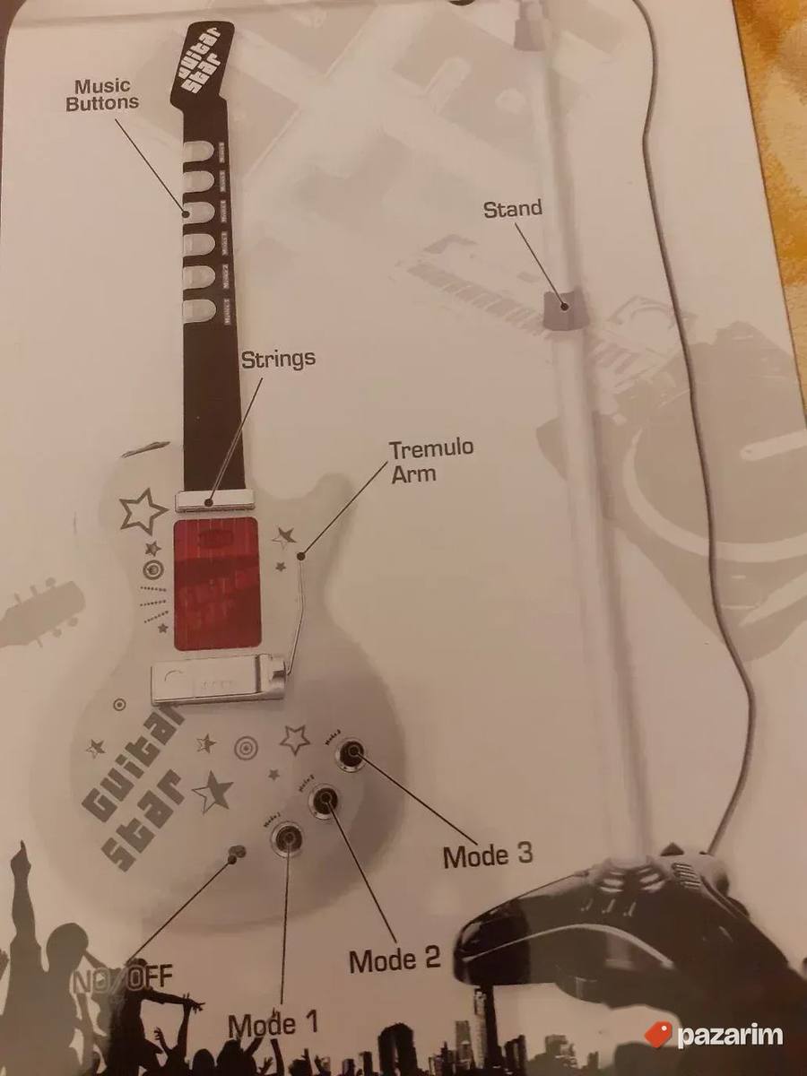 Elektricna gitara sa žicama / Stalak +Mikrofon za decu 4
