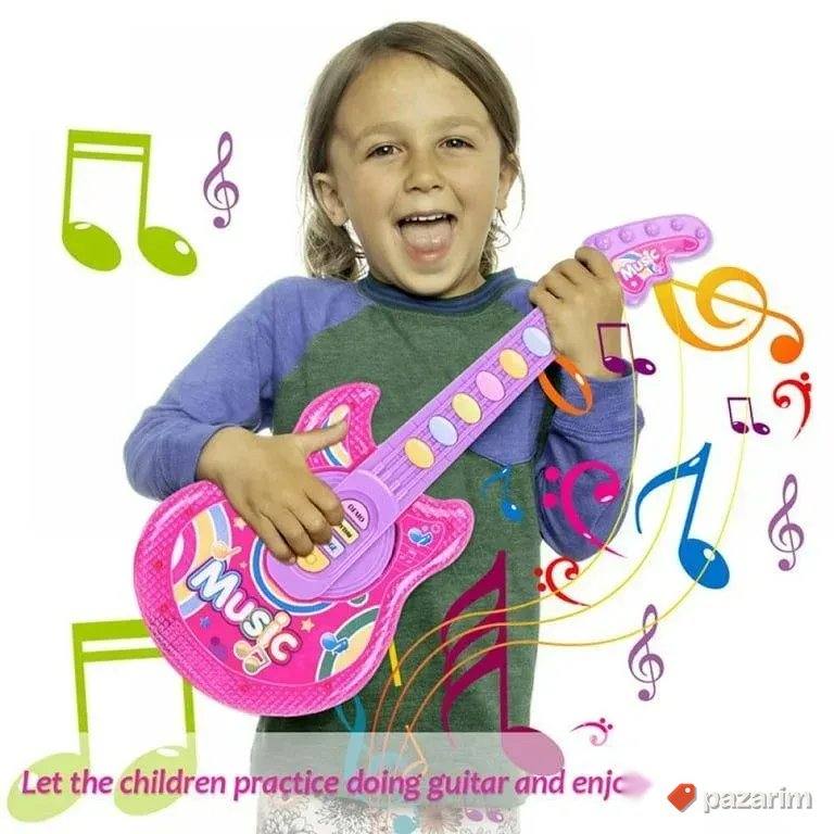Električna gitara + Mikrofon i stalak za decu igračka 6